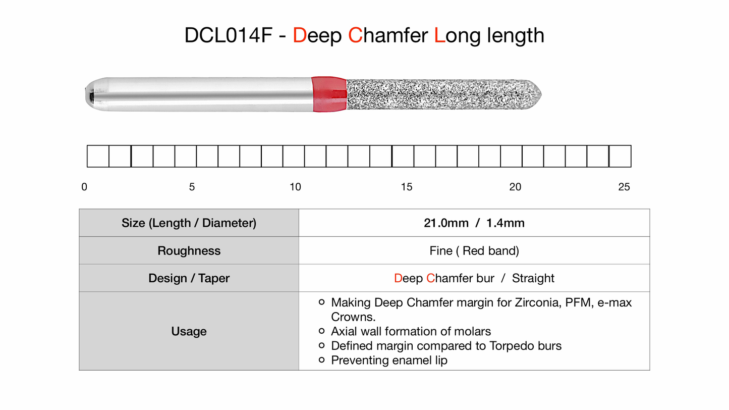 Easy Prep Bur - DC (Deep Chamfer) Line - L