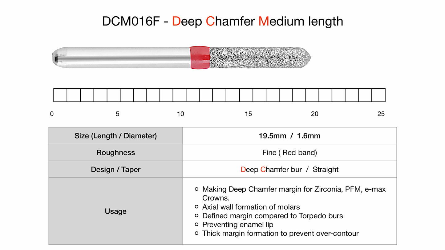Easy Prep Bur - DC (Deep Chamfer) Line - M